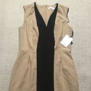Calvin Klein Sleeveless Beige & Black Dress 8 NEW